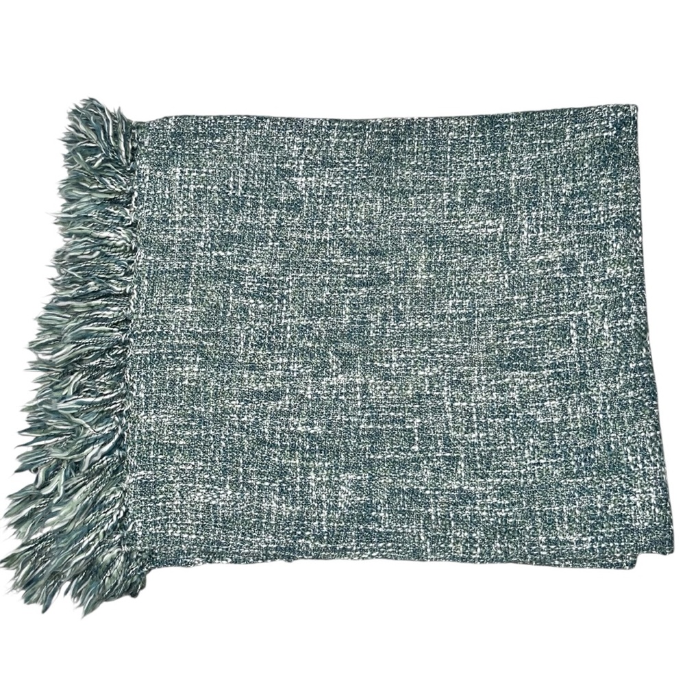 The Farmhouse by Rachel Ashwell Green & Blue Fringed Textured Blanket Throw